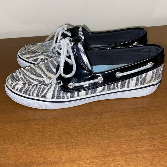 Sperry topsider leather with leopard print sequins - Picture 3 of 6